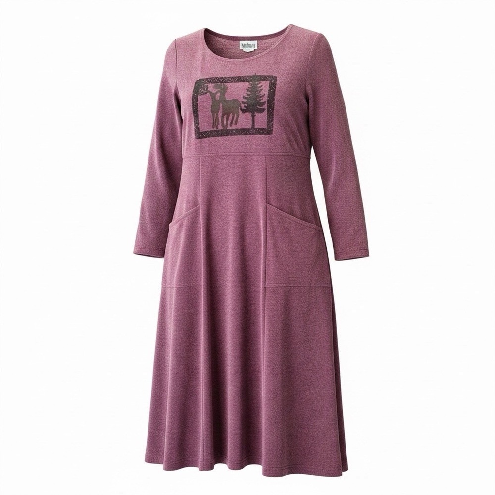 90's Nina Piccalino Velour Midi Dress Purple Pockets Gorpcore Tradwife Prairie‎